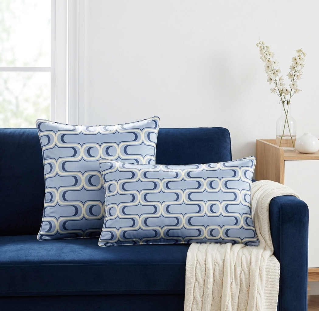 Blues Geometric Cushion