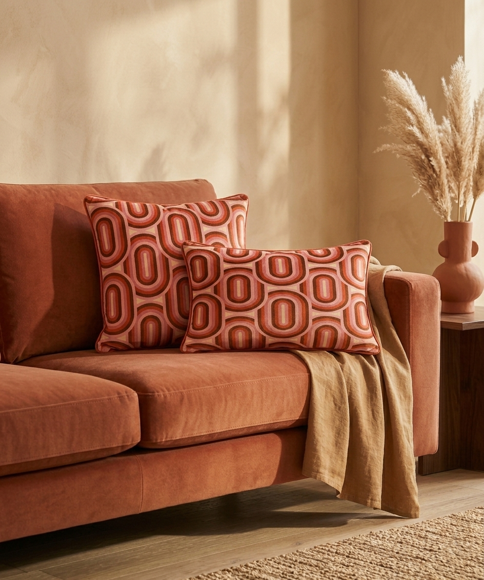 Orange Geometric Cushion