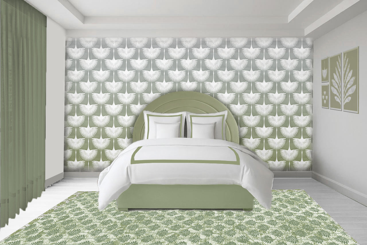 Olive  Border on White Pillow Cases
