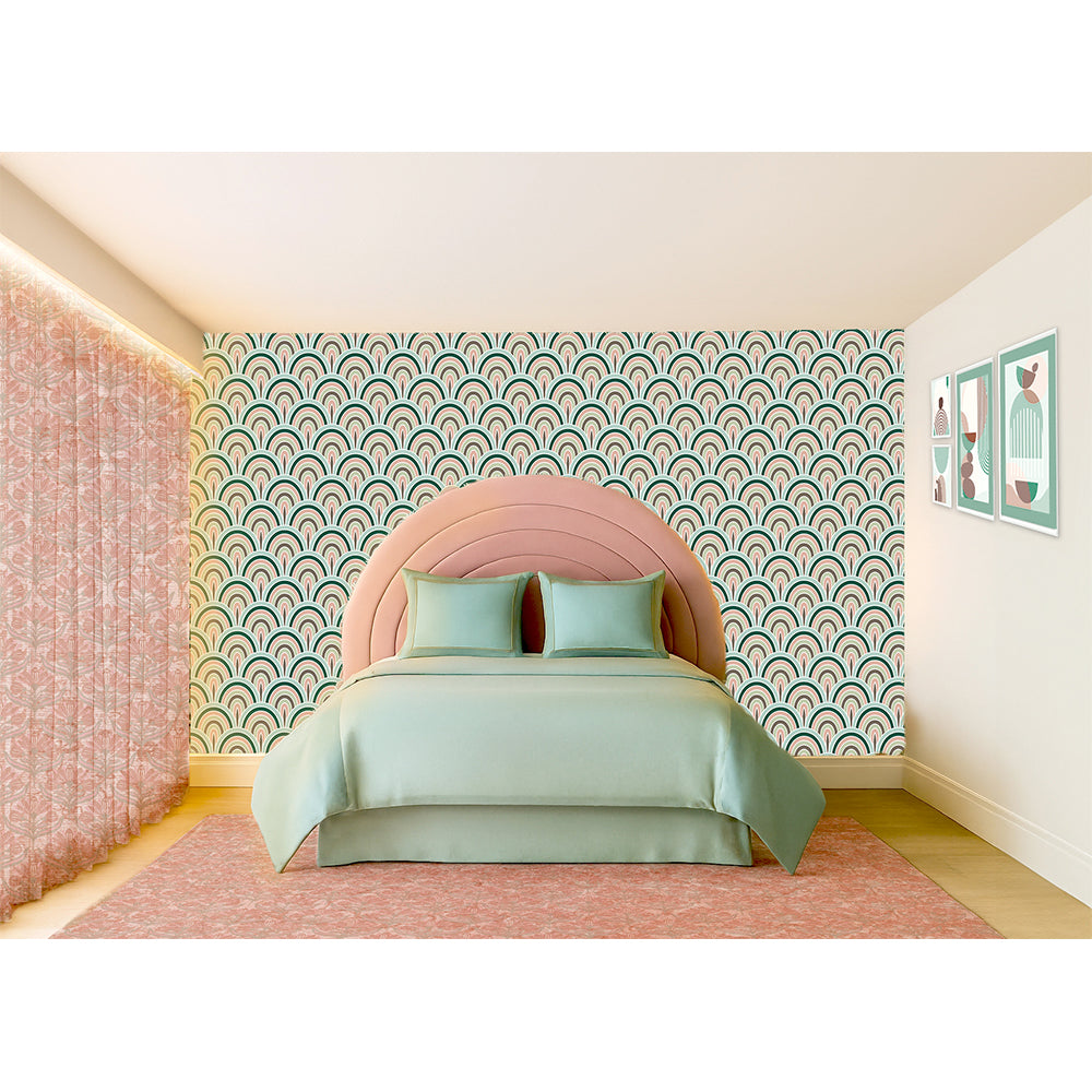 Circular Full wood x velvet Full Bed