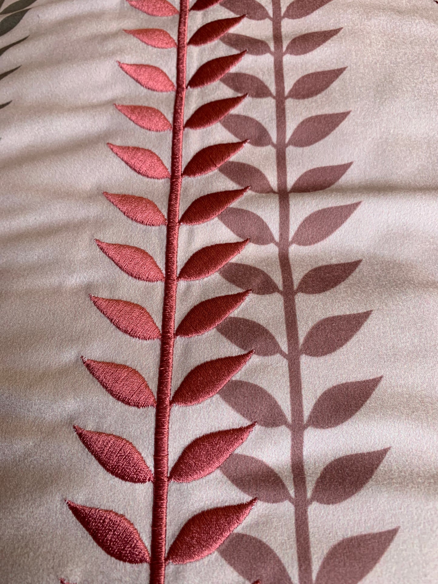 Embroidered Leaf Cushion.