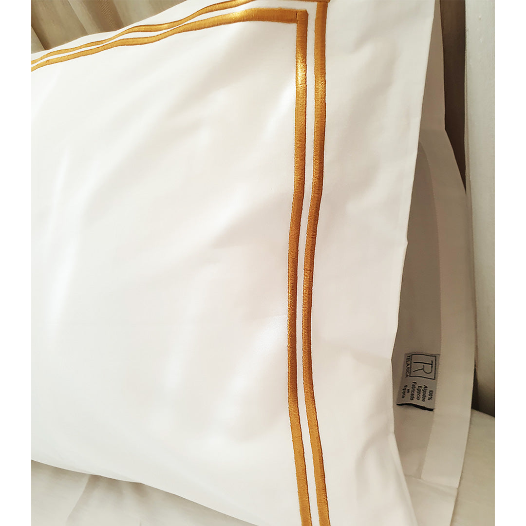 Embroidered 2 Frames White Pillow Cases