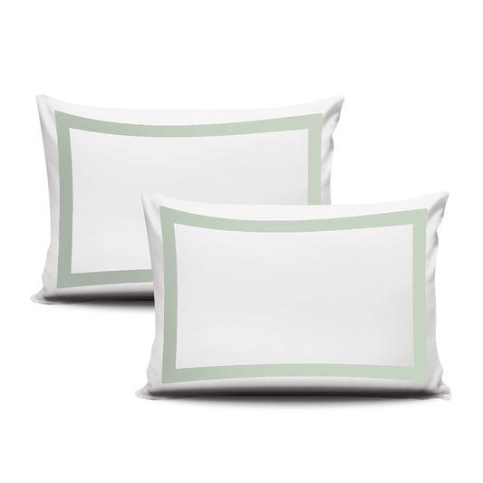 Mint Border on White Pillow Cases