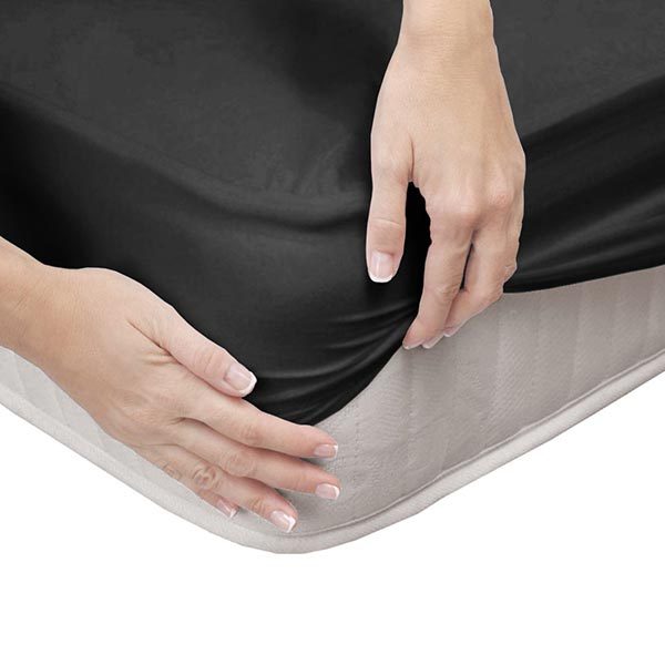Black Plain Fitted Sheet