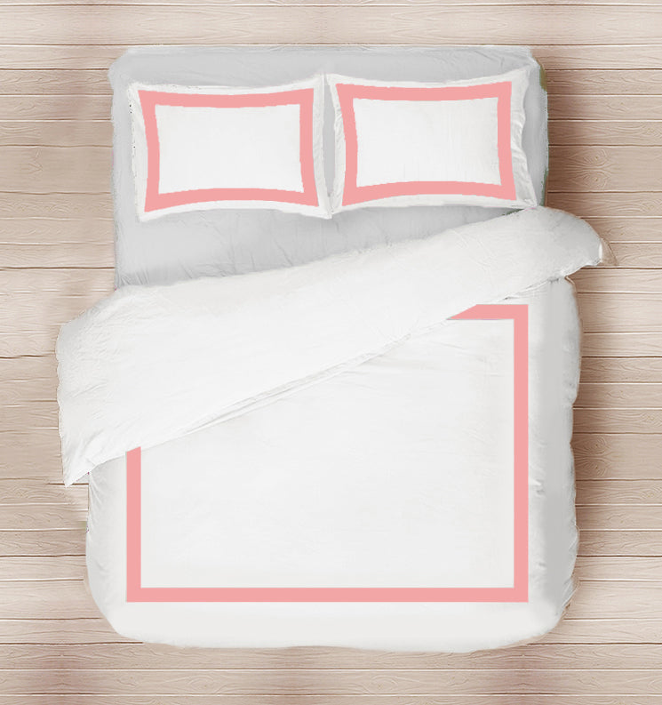 Salmon Border on White Pillow Cases