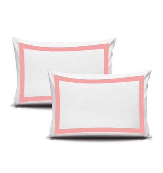 Salmon Border on White Pillow Cases