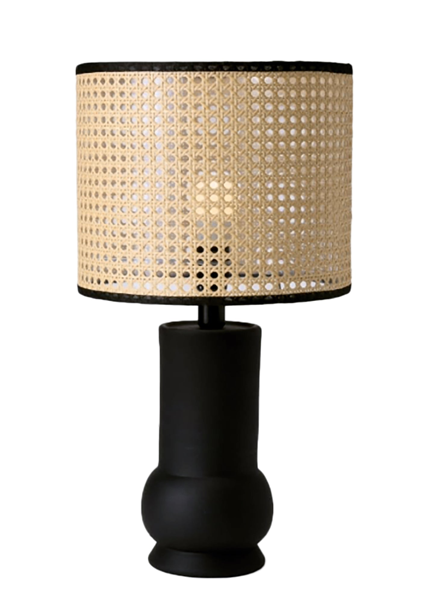Black Rattan Table Lamp by Cove