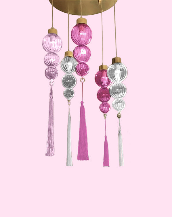 Pink Tassels Chandelier By Sara's Corner