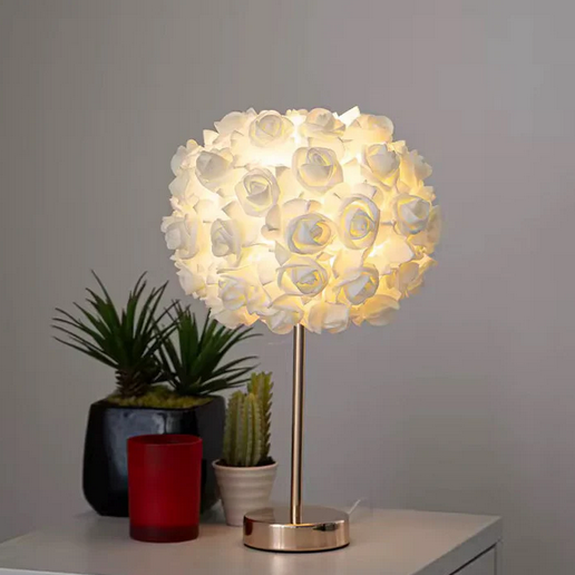White Floral Rose Table Lamp
