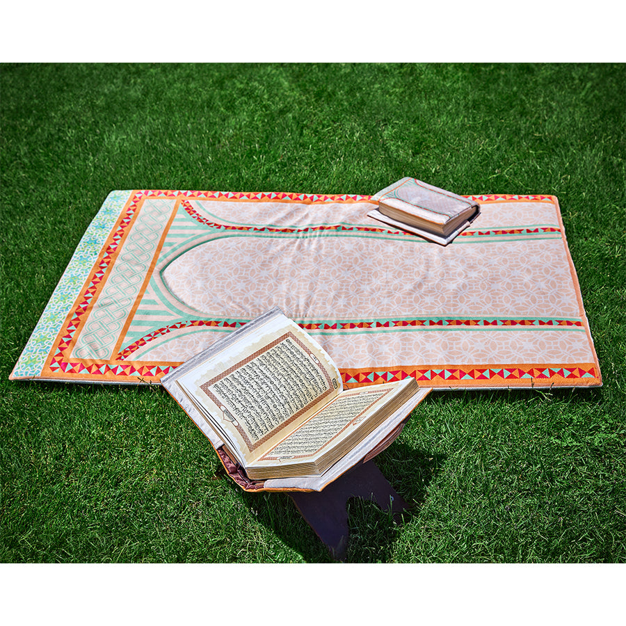 Orange Padded  Carpet + Quran Cover