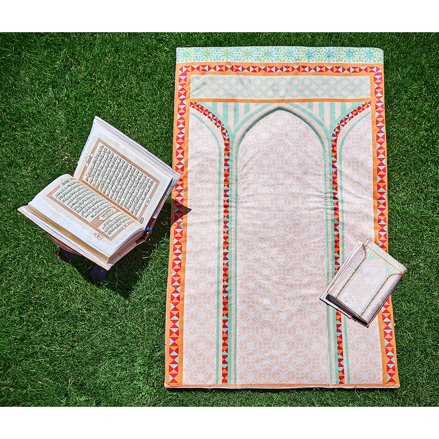 Orange Padded  Carpet + Quran Cover