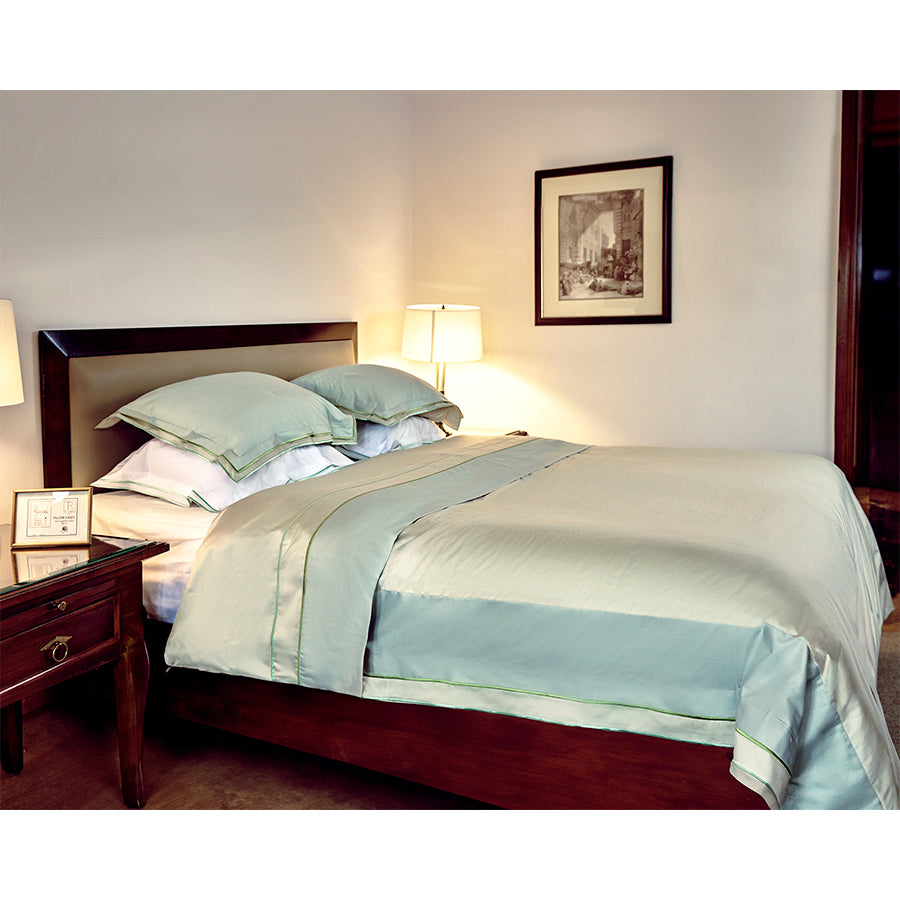 Embroidered  2 Frames Olive Duvet Cover