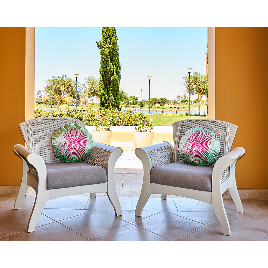 Pink green Dome Velvet Cushion