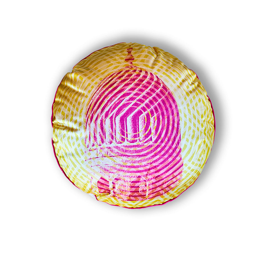 Pink x Yellow  Dome Velvet Cushion