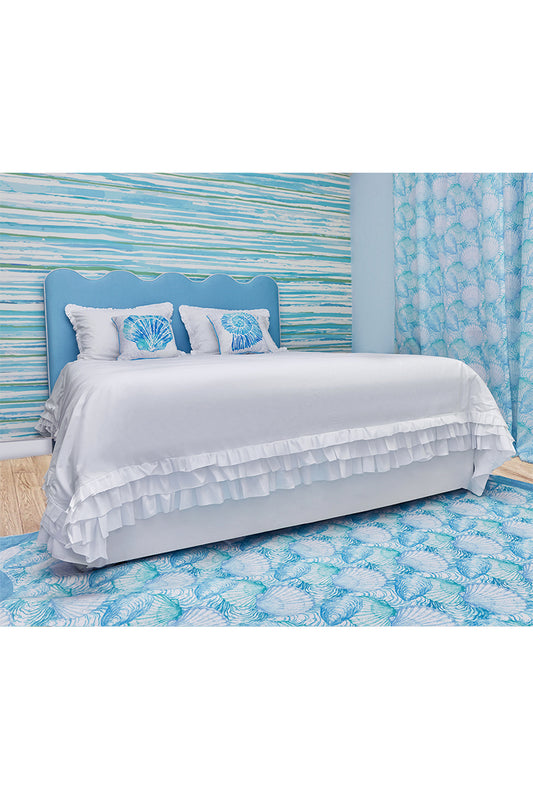 White wavy Ruffles Duvet Cover