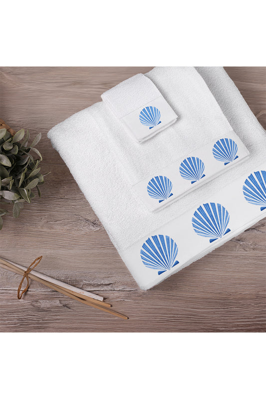 Wavy Blue shells Towels set.
