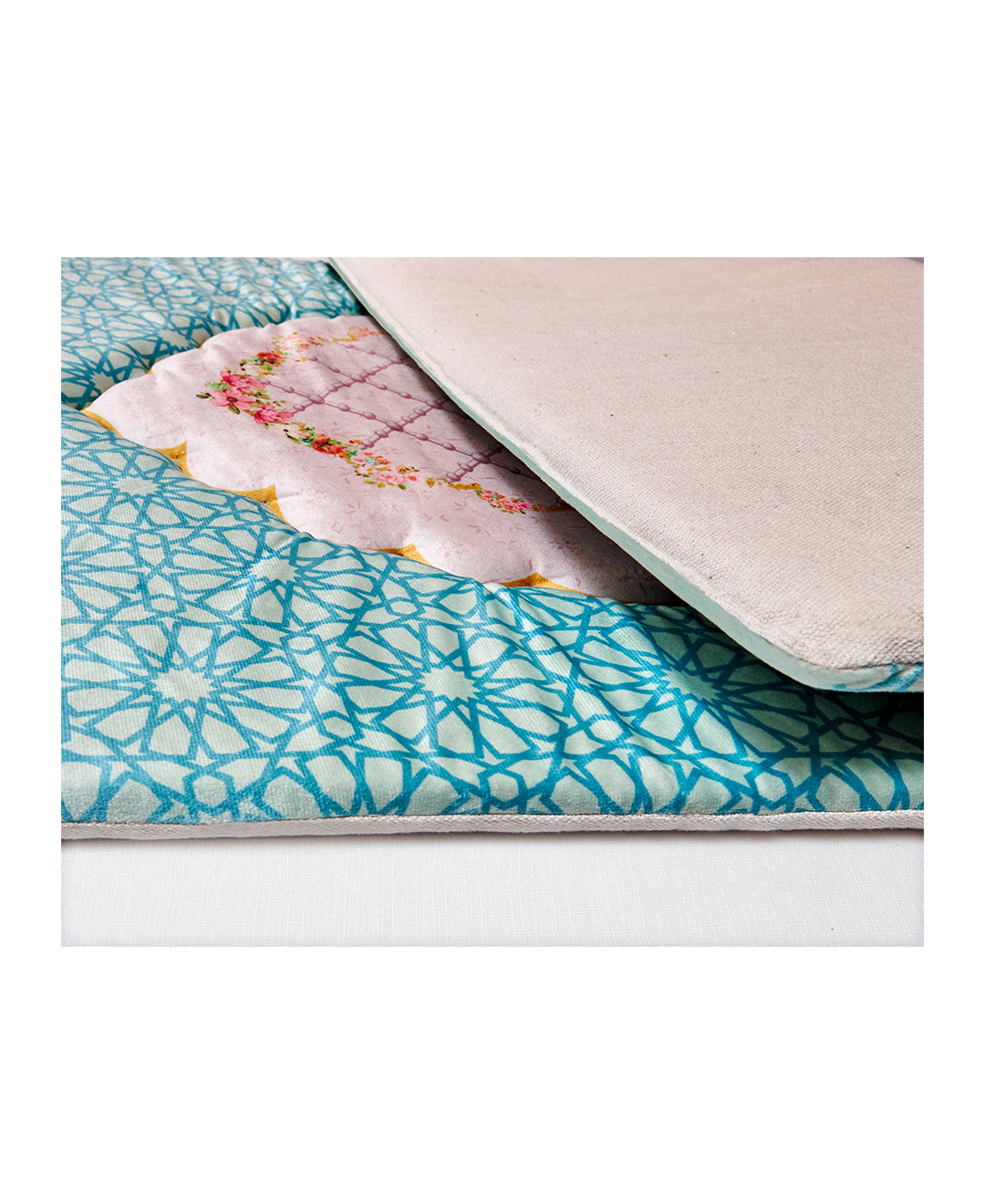 Mint Flowery Padded Praying Carpet