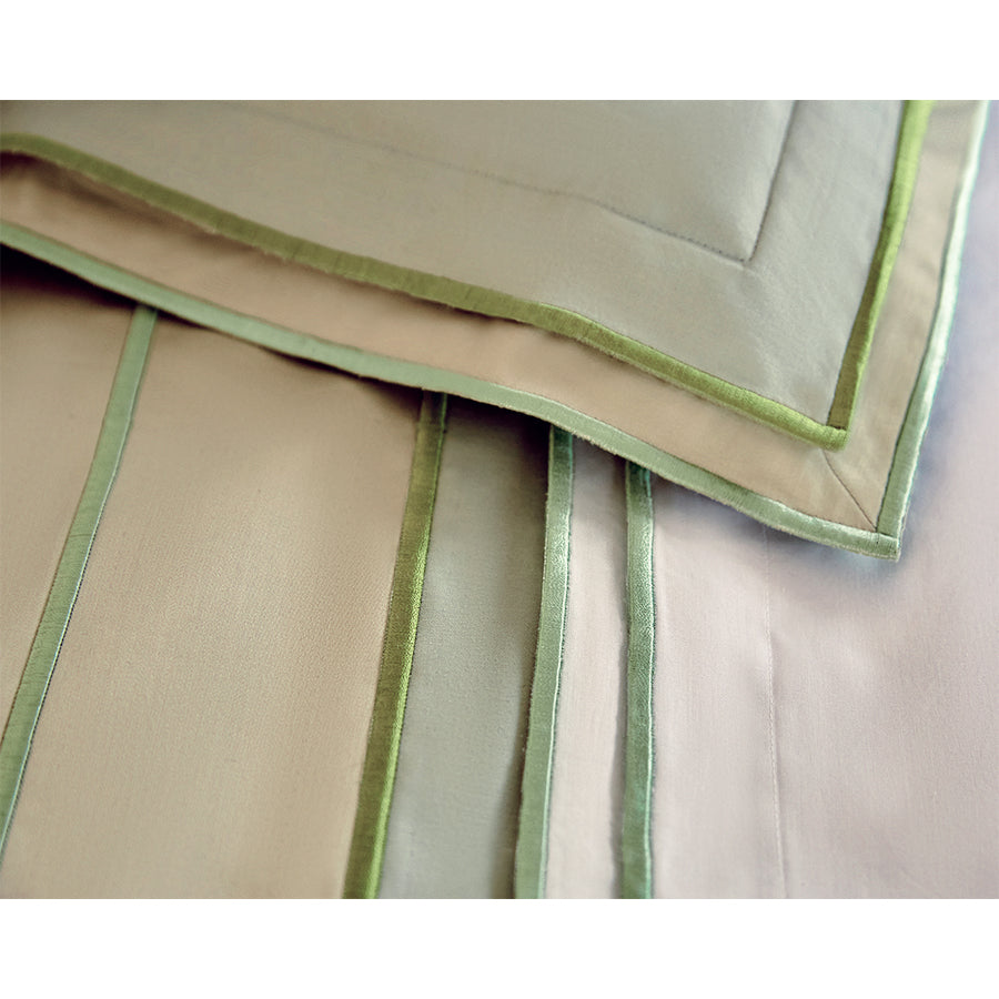 Embroidered  2 Frames Olive Duvet Cover