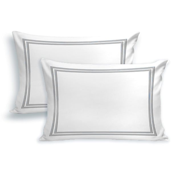 Embroidered 2 Frames White Pillow Cases