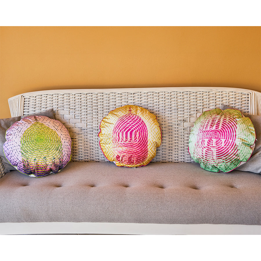 Pink green Dome Velvet Cushion