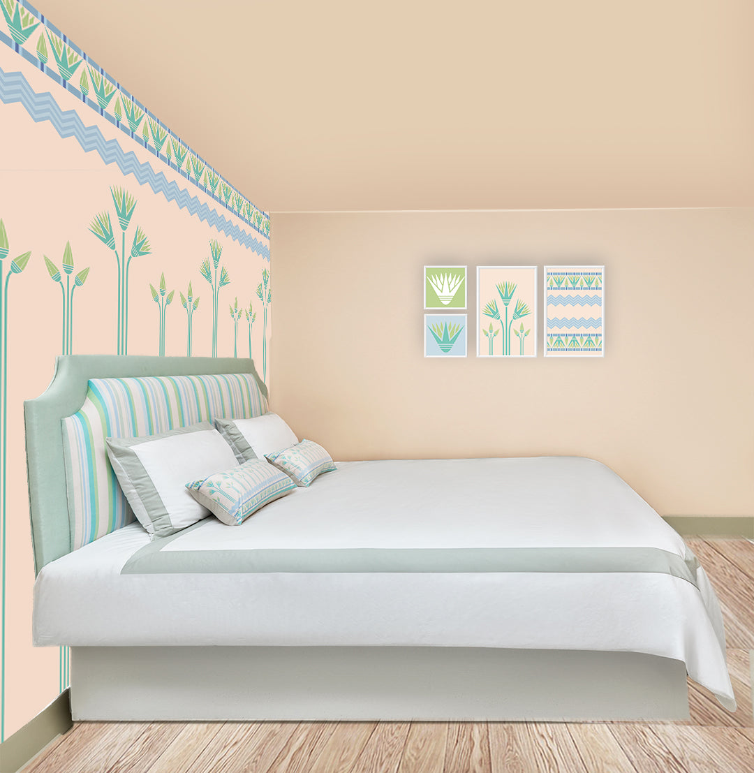 Mint Border on White Pillow Cases