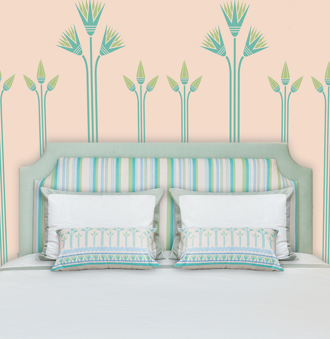 Mint Border on White Pillow Cases