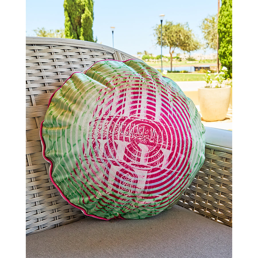 Pink green Dome Velvet Cushion