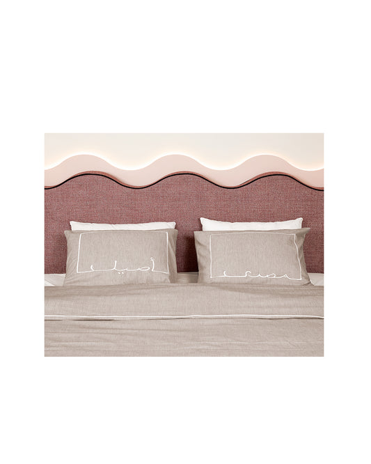 Masry Aseel Embroidered Brown Pillow Cases