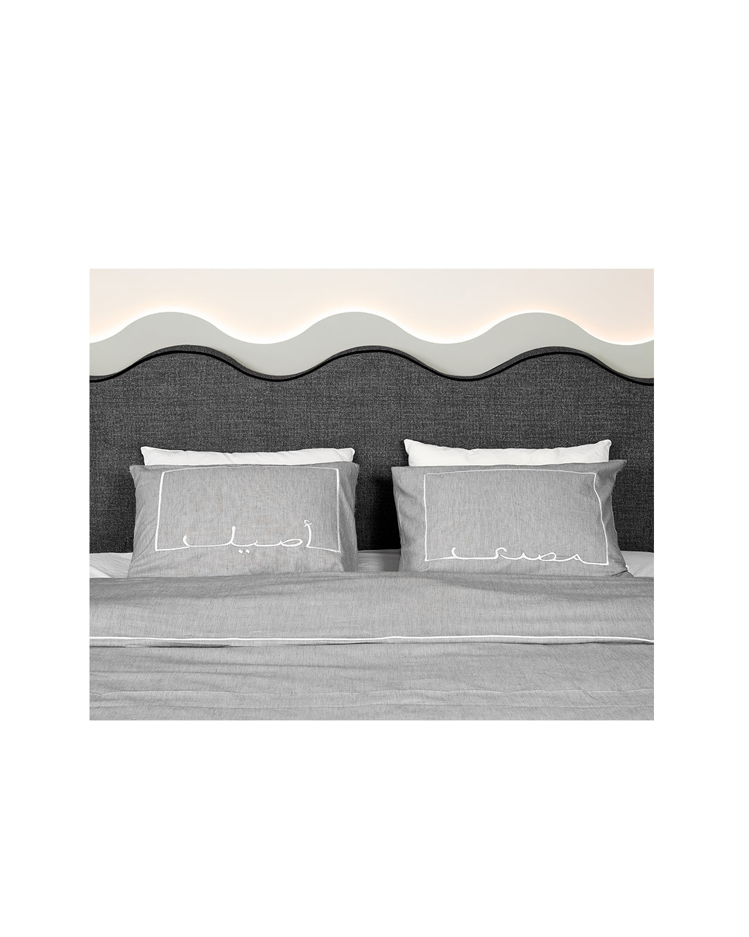 Masry Aseel Embroidered gray Pillow Cases