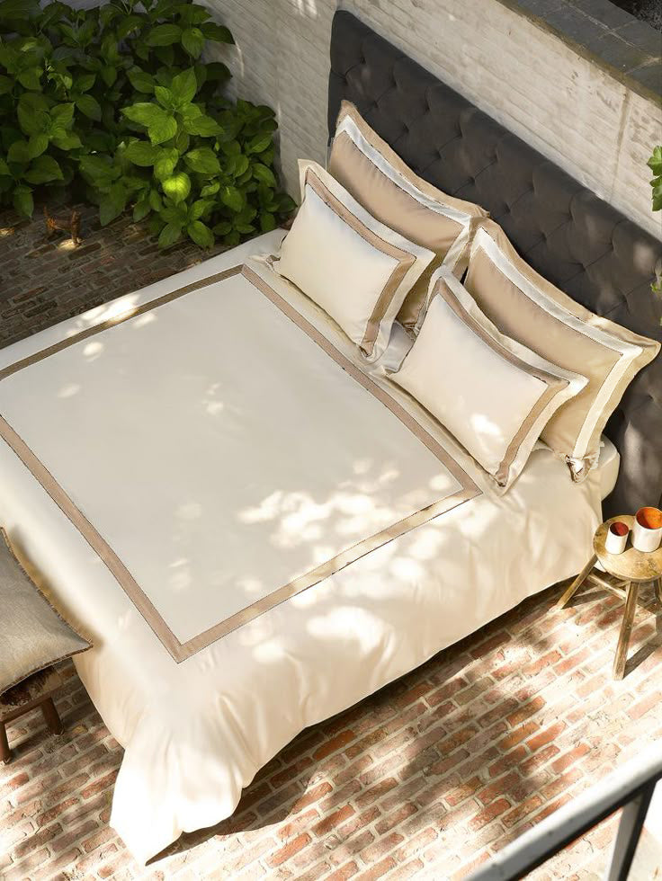 Beige border Duvet cover+2 pillow cases