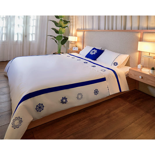 Blue embroidered Mandalas Duvet Cover
