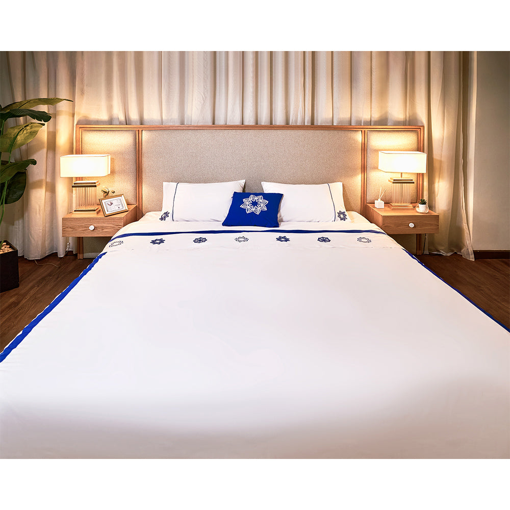 Blue Embroidered Mandala Pillow Cases
