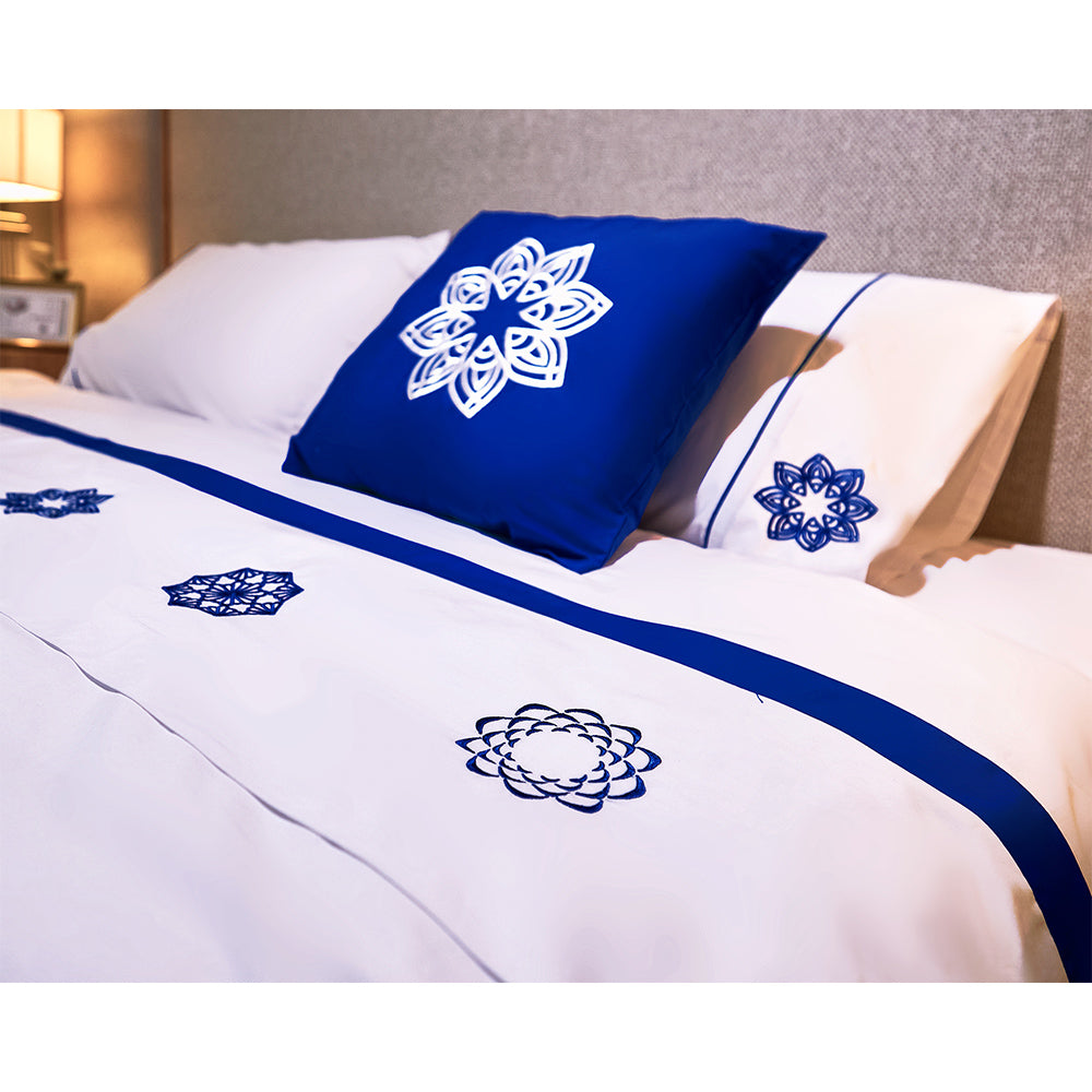 Blue Embroidered Mandala Pillow Cases