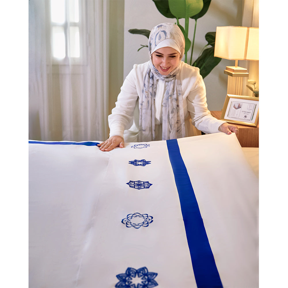 Embroidered blue mandala Full Bed set