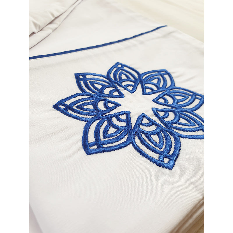 Blue Embroidered Mandala Pillow Cases