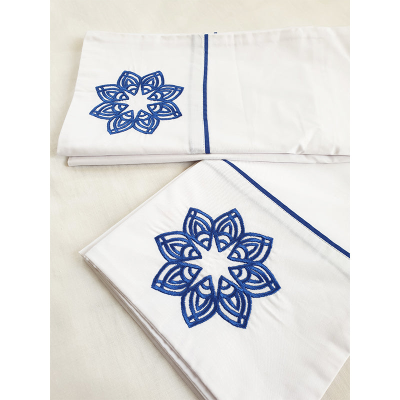 Blue Embroidered Mandala Pillow Cases