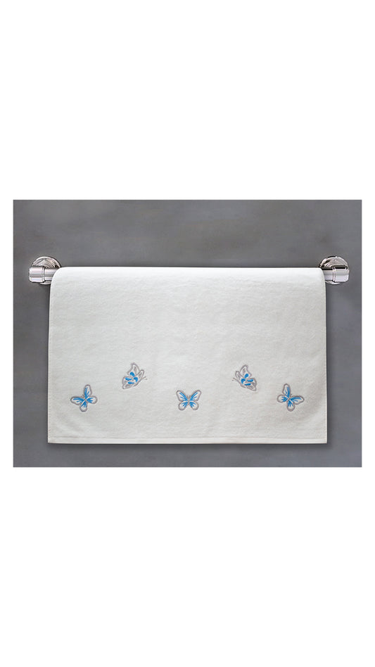 Blue Butterflies Embroidered Towel