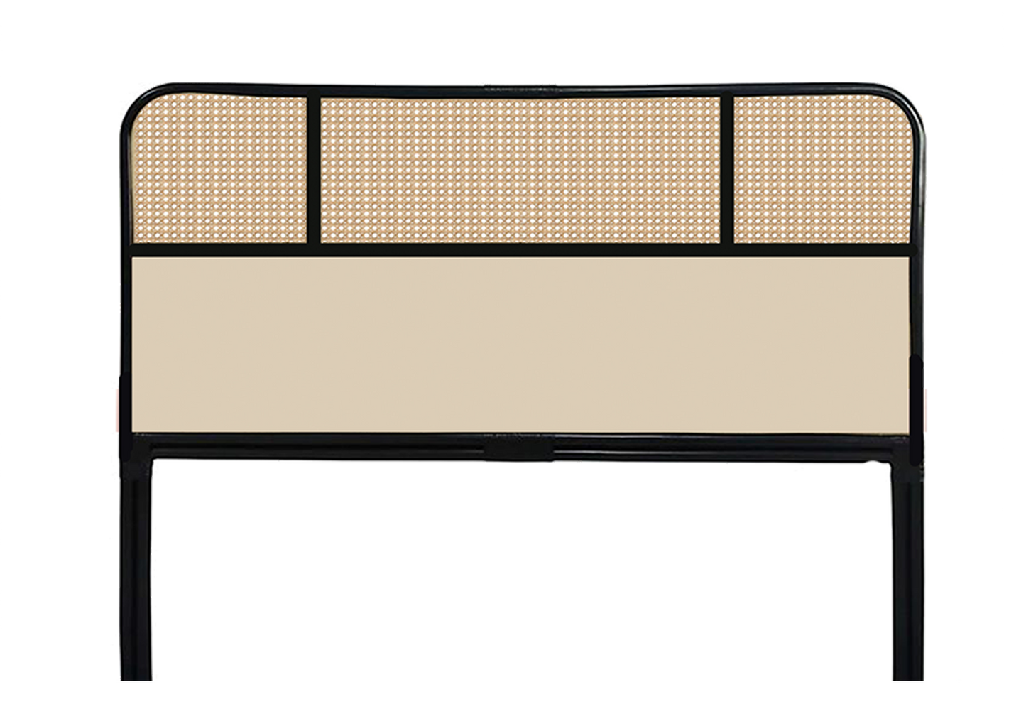 Beige Black Cane x solid wood Full Bed