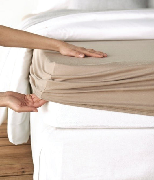 Beige Plain Fitted Sheet