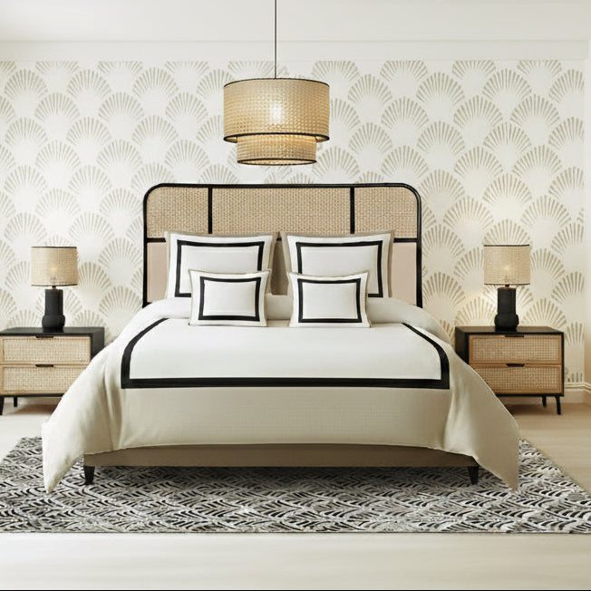 Beige Black Full Bed set