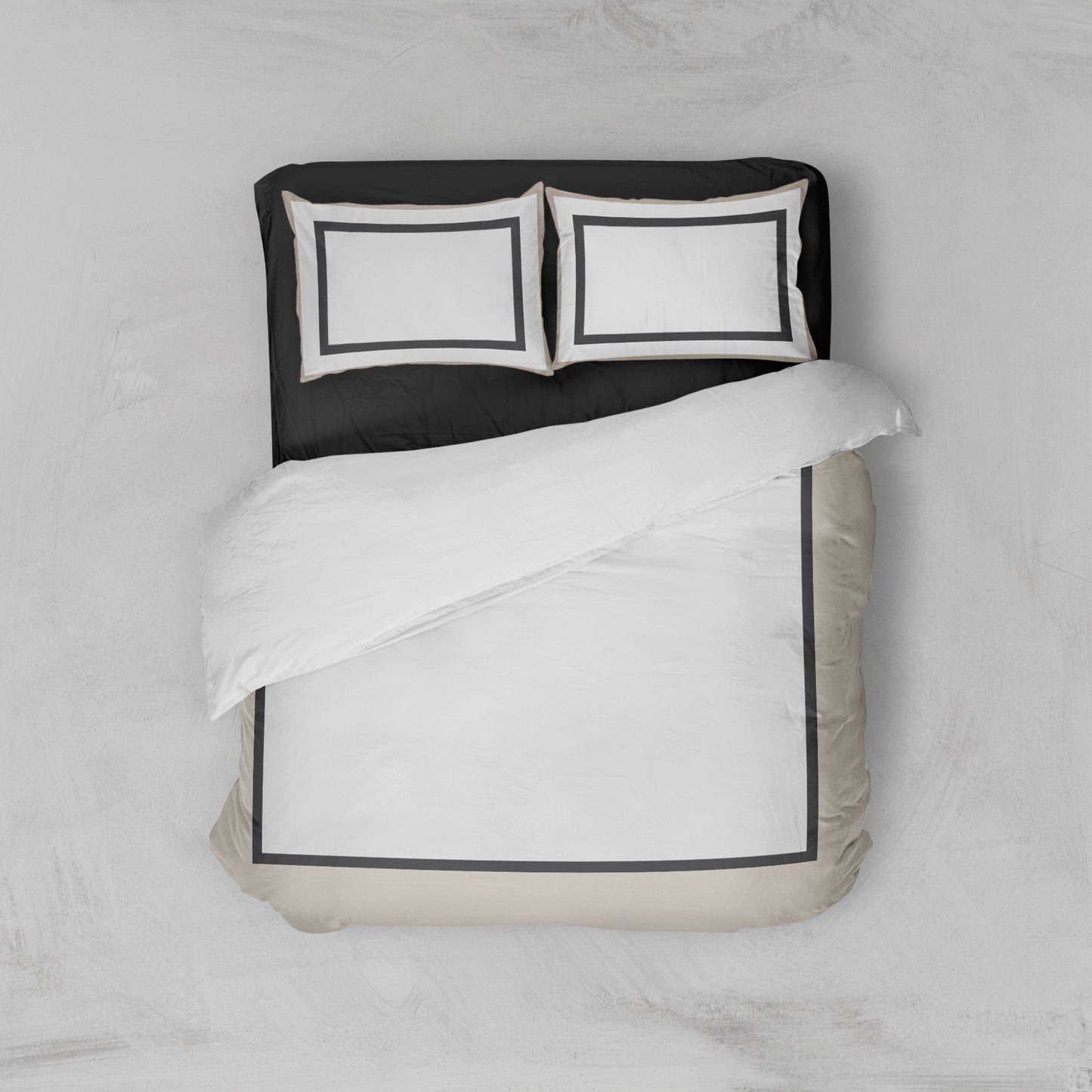 Beige Black Full Bed set