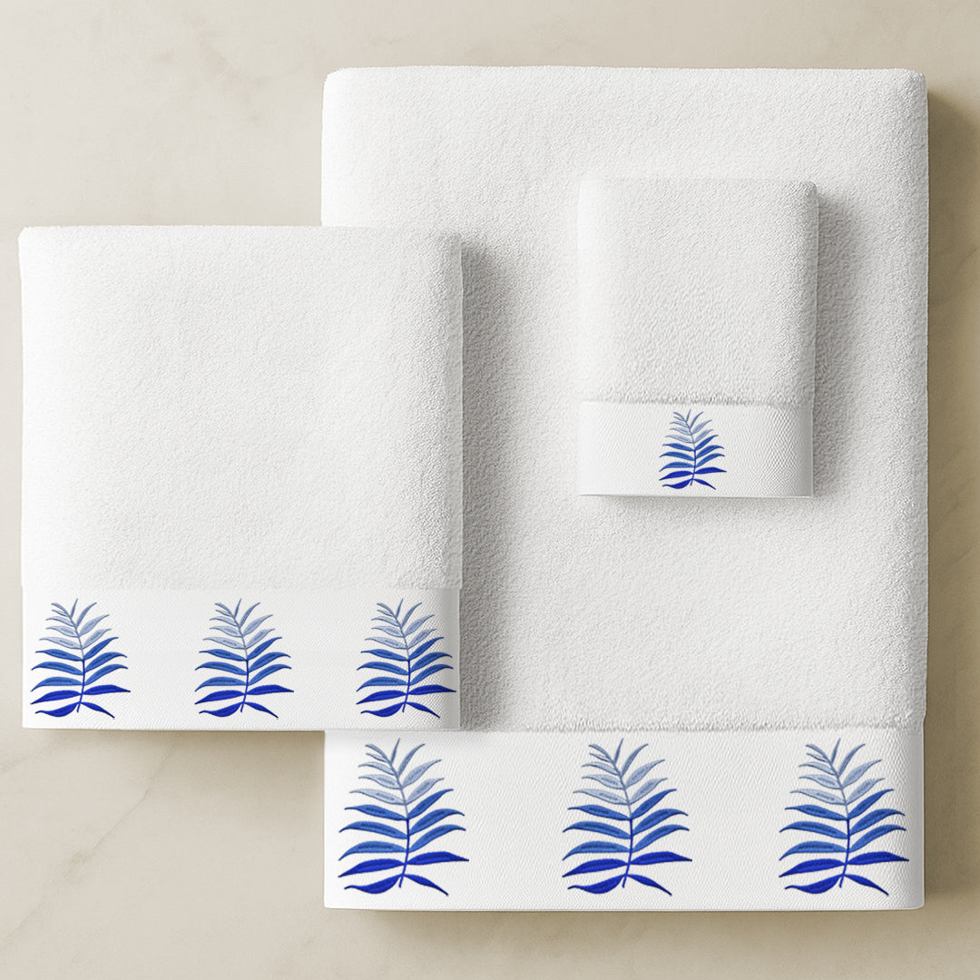 Blue Palm Towels