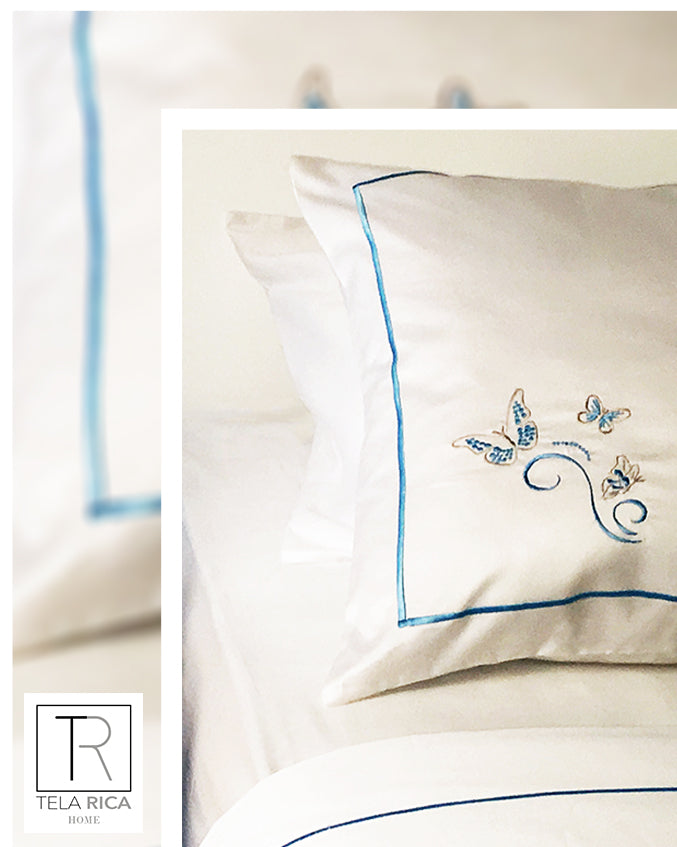 Blue Embroidered Butterflies Upper sheet