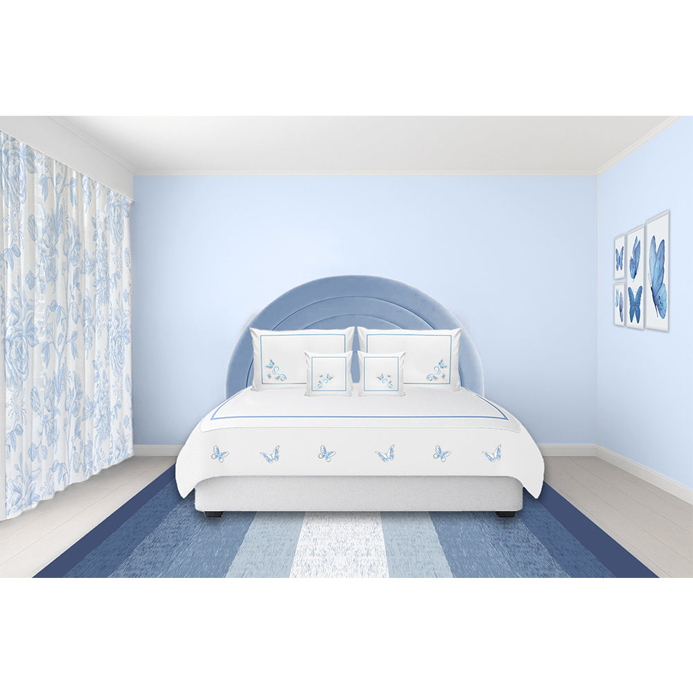 Light blue Circular wood x velvet  Bed