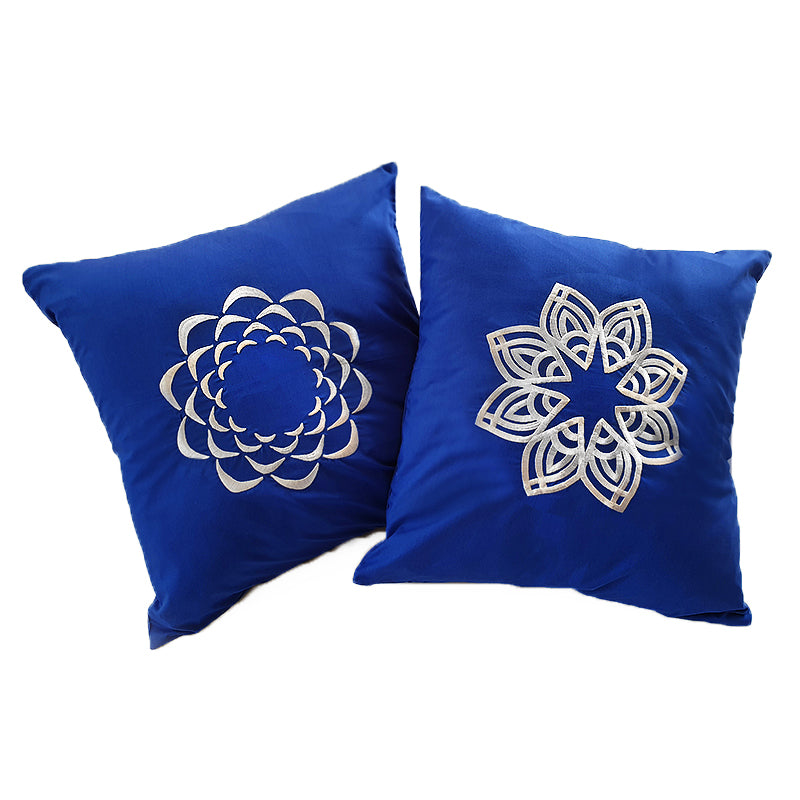 Blue Mandala Embroidered Cushion