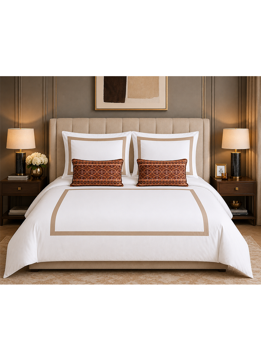 BS4 Borders -Beige printed cushion finish