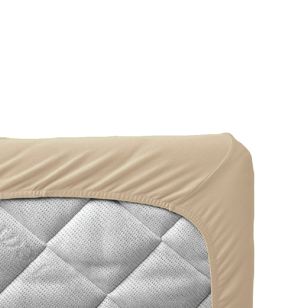 Beige Plain Fitted Sheet