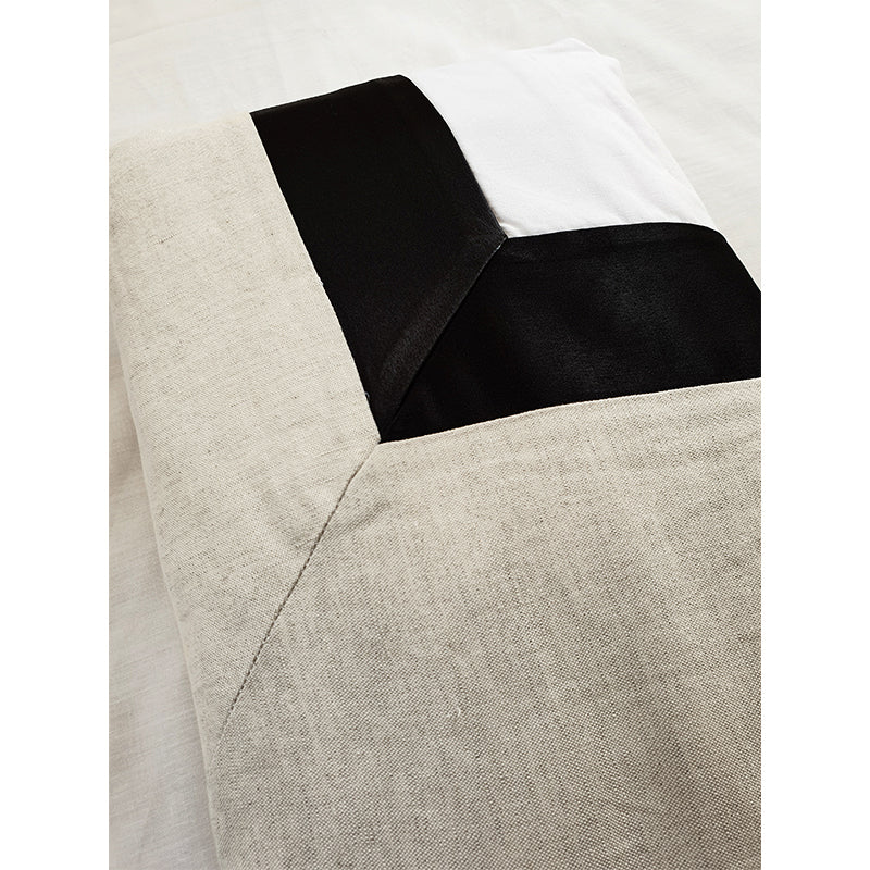 Black Beige Linen Duvet Cover