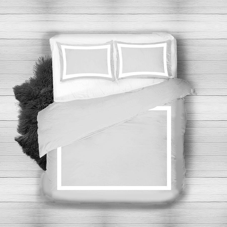 Gray White Borders Duvet cover