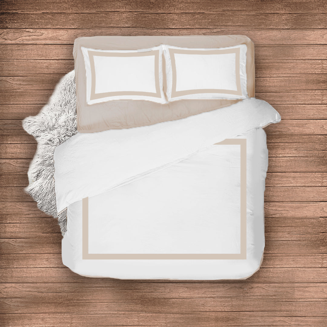 Beige Border on White Pillow Cases